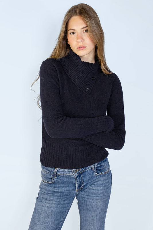 High neck sweater with buttons | Subdued