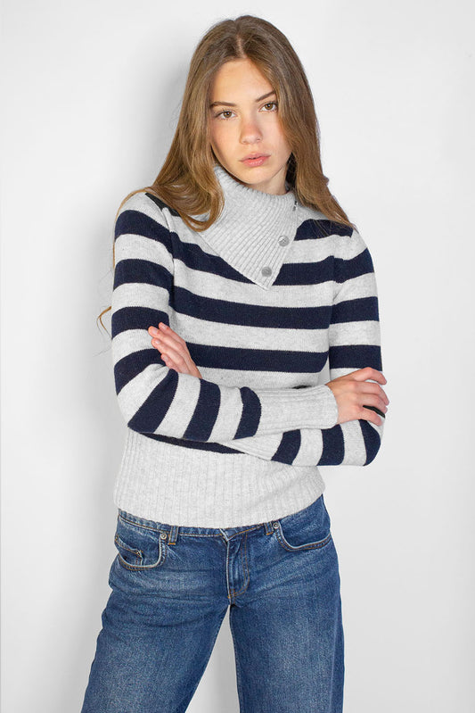 High neck sweater with buttons | Subdued