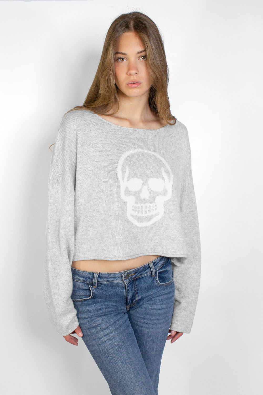 Skull print crew neck sweater | Subdued
