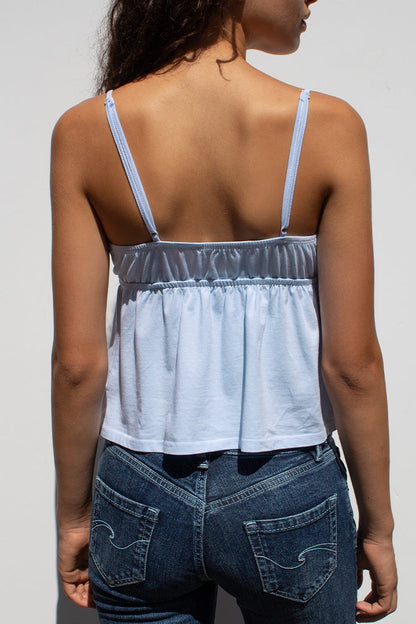 V-neck top with lace and bead | Subdued