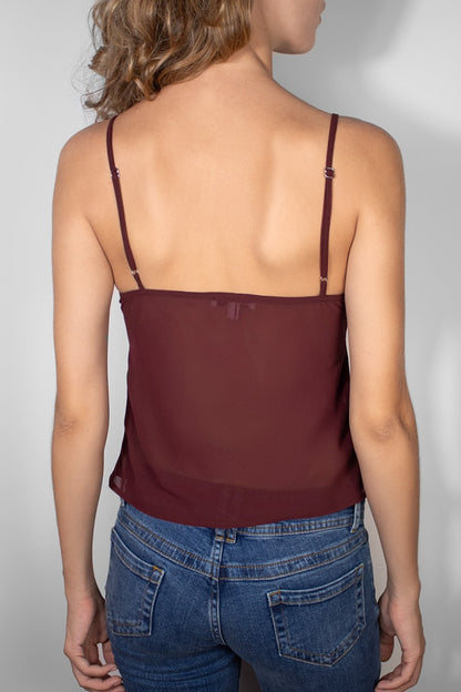 V-neck tank top with beads | Subdued
